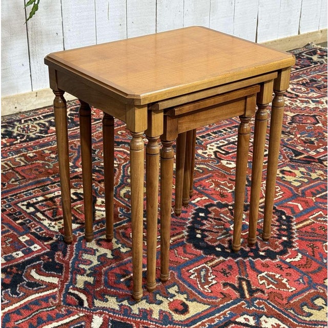 1960s Cherry Wood Nesting Tables, 1960s, Set of 3 For Sale - Image 5 of 11