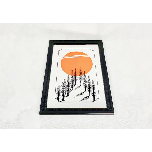 Vintage Japanese Mirror with Sunset, 1970s, in Very Good conditions. Designed 1970 to 1979