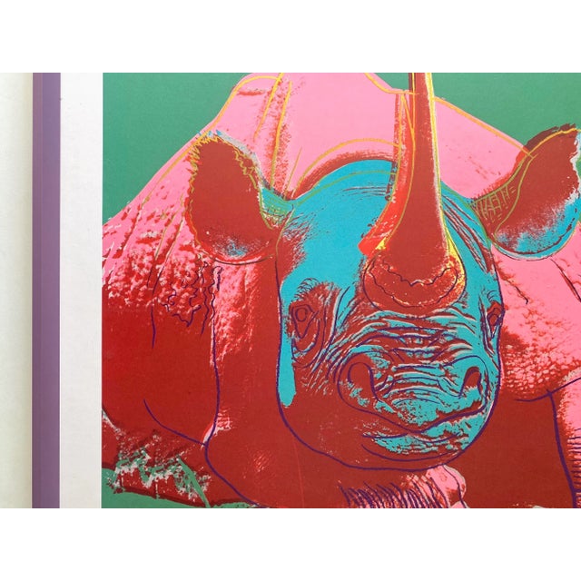 Andy Warhol Estate Vintage 1990 1st Edtn Endangered Species Lithograph Print Framed Pop Art Poster " Black Rhinoceros " 1983 For Sale In Kansas City - Image 6 of 13