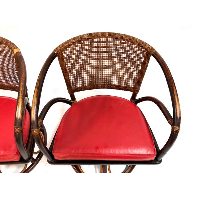 Boho Chic Mid Century Rattan / Cane Swivel Chairs—a Pair Chairish