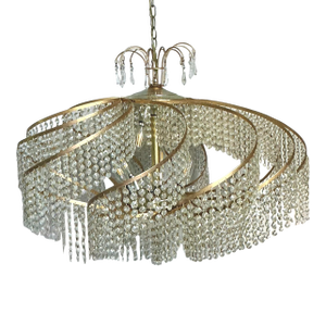 Vintage Regency Belgian Crystal Swirl Chandelier
