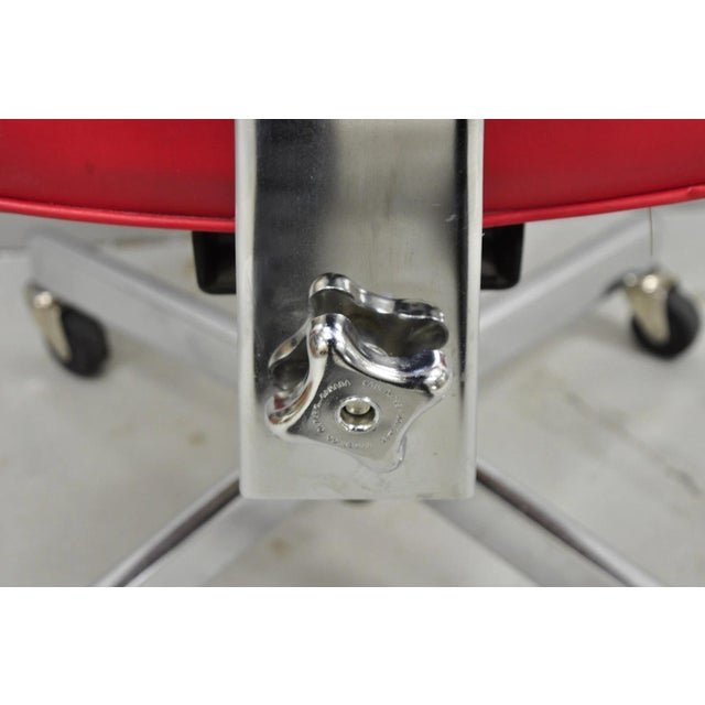 Vintage Mid Century Modern Red Adjustable Chrome Office Desk Chair by Hon For Sale - Image 11 of 14