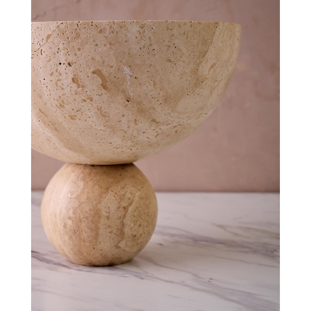 2020s Organic Modern "Lane" Decorative Circular Bowl by Montana Labelle in Natural Marble For Sale - Image 5 of 7