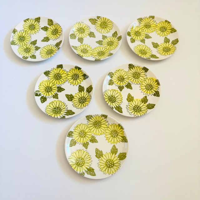 Mid 20th Century Mid Century Modern Royal Ironstone Sunshine Salad or Dessert Plates - Set of 6 For Sale - Image 4 of 12