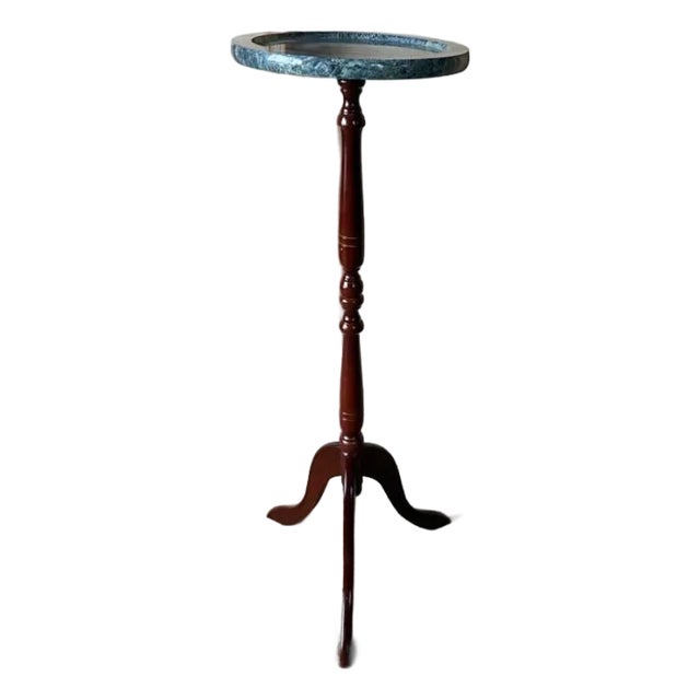 The Bombay Company Pedestal Base Marble Top Plant Stand For Sale