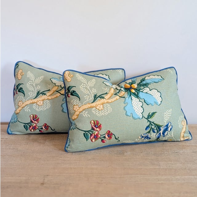 Brunschwig & Fils Fabriano Lumbar Pillows in Jade With Blue Cord For Sale In Greensboro - Image 6 of 7