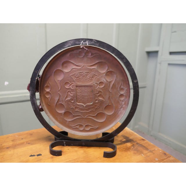 Hand Hammered Basque Copper and Iron Table Gong, 1890 For Sale - Image 4 of 7