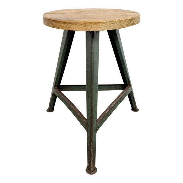 Industrial Green Workshop Stool, 1960s For Sale