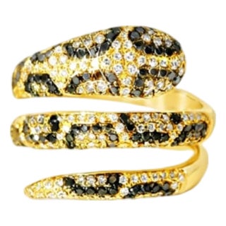 Late 20th Century 14K Gold Diamond Snake Wrap Triple Band Ring Estate by EFFY For Sale