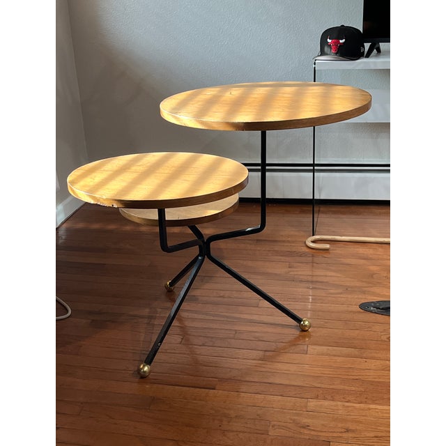 1950’s Atomic Era Large Spider Frame 3 Tier Coffee / Cocktail Table. Top Tier Measuring 24” Across For Sale - Image 10 of 12