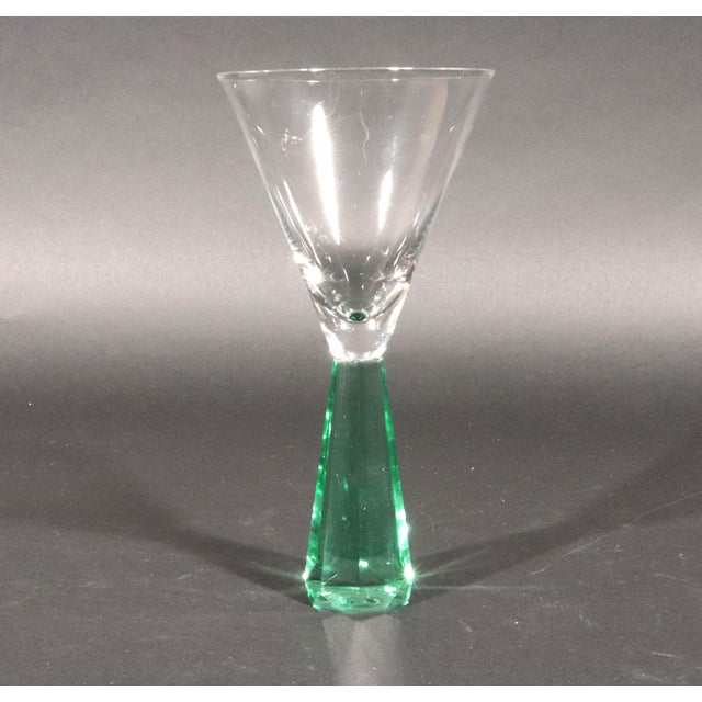 Vintage Post-Modern Green Glass Martini Glasses For Sale - Image 4 of 6