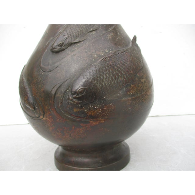 Antique Japanese Bronze Carp Vase For Sale - Image 12 of 13