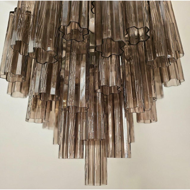 1990s Large Brown Tronchi Murano Glass, Mid Century Chandelier For Sale - Image 12 of 15