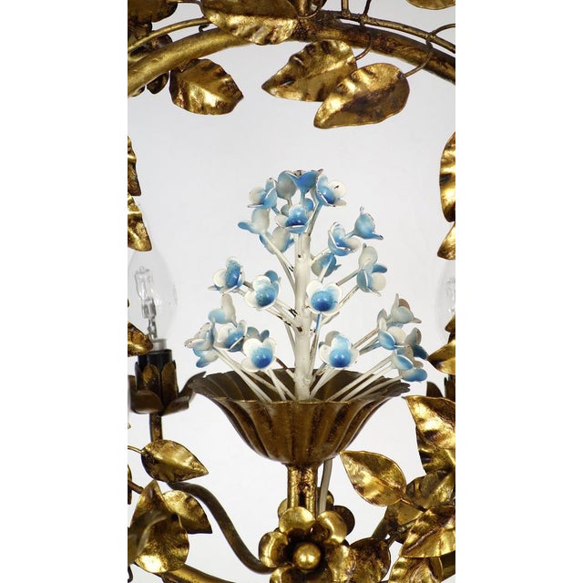 Gold-Plated Metal Flowers Wall Light, 1940s For Sale - Image 10 of 18