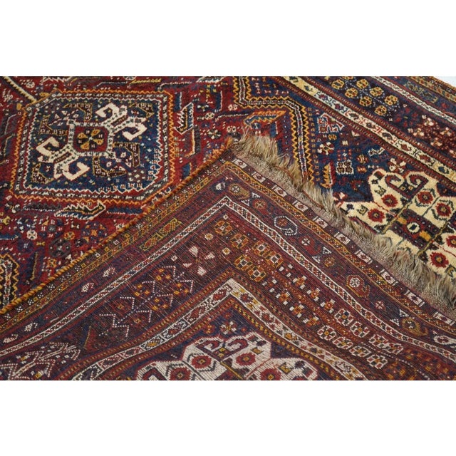 Blue Fine Antique Persian Qashqai Wool Rug 5'0" X 8'2'' For Sale - Image 8 of 11