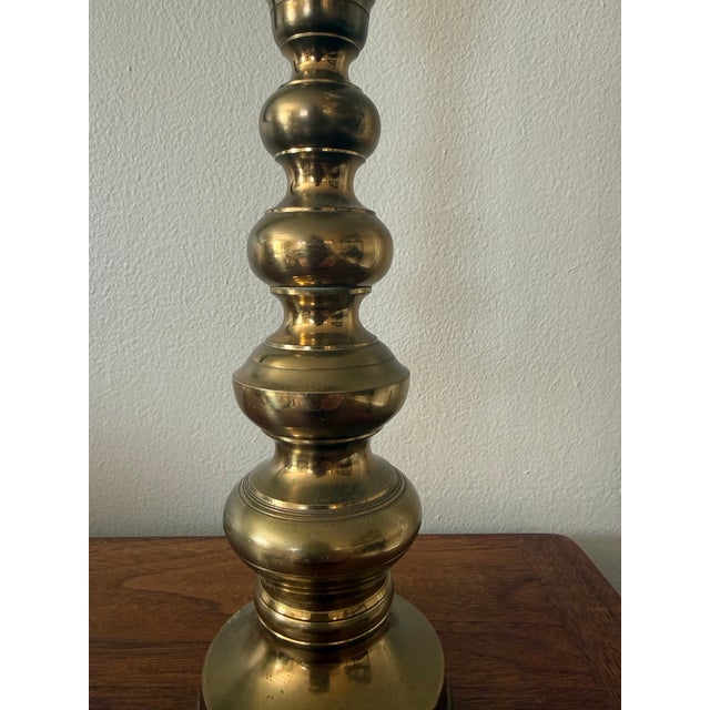 Vintage Japanese Brass Stacked Baluster Candlestick Holder – 12” For Sale - Image 4 of 4
