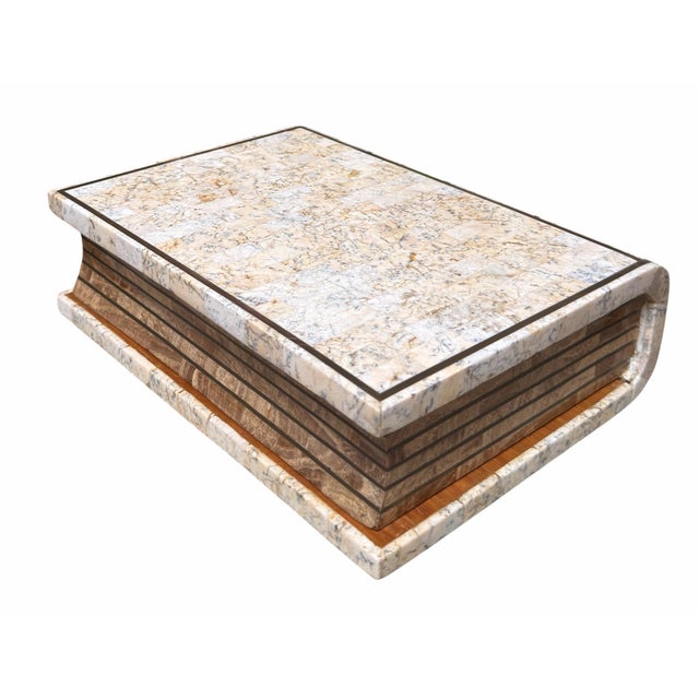 Modern Maitland Smith Travertine Marble Book Box.