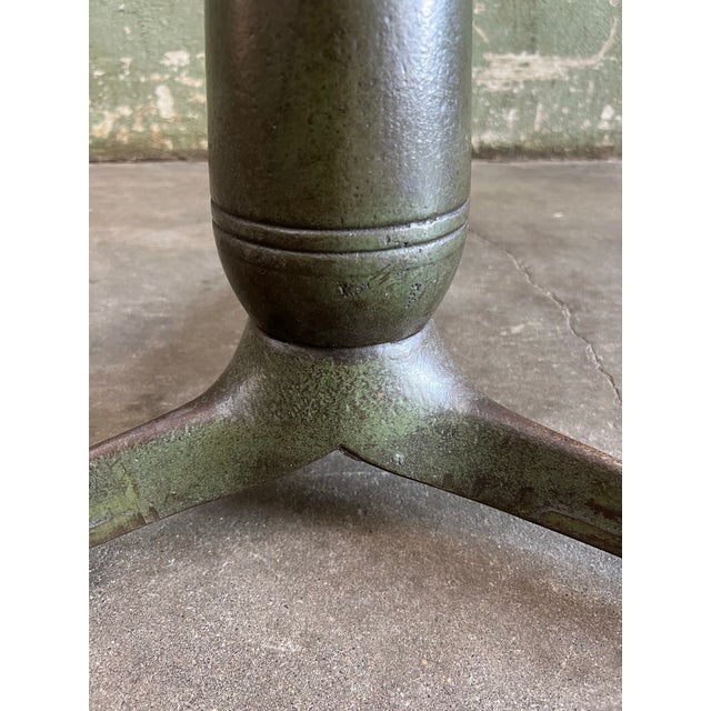 Antique Industrial Drafting Table on Swivel Cast Iron Pedestal Base W/Restored Top For Sale - Image 11 of 12