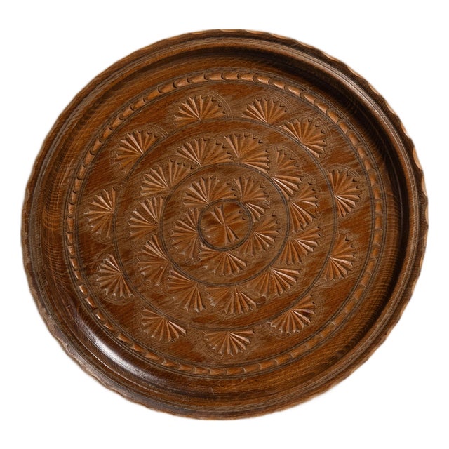 1970s France Brown Wood Plate For Sale