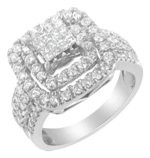 14KT White Gold Diamond Cocktail Ring (1 1/2 cttw, H-I Color, SI2-I1 Clarity) - Size 7