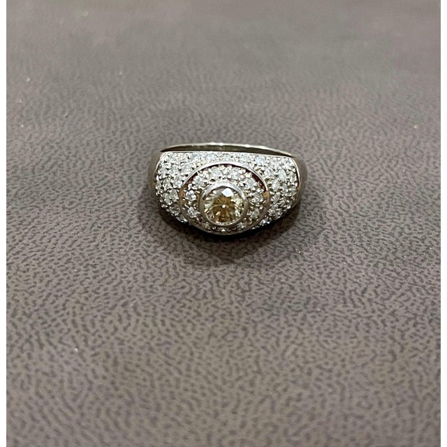 2010s 1.70 Carat Champagne & White Diamond Engagement Ring 14 Karat White Gold For Sale - Image 5 of 18