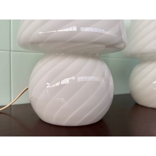 Vintage Italian Lamps with Murano Glass Lampshades, 1970s, Set of 2 For Sale - Image 11 of 13