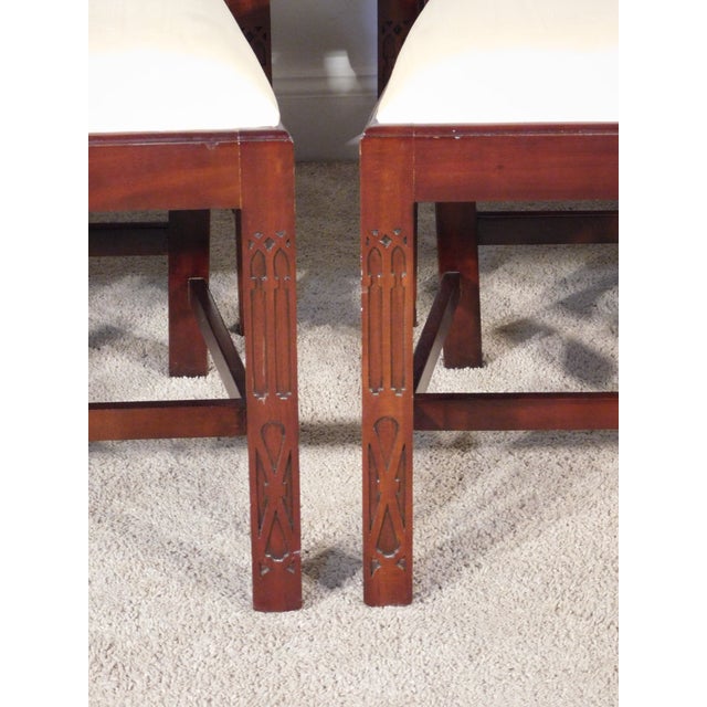 Set of 8 Maitland Smith Mahogany Chinese Chippendale Medallion Dining Chairs For Sale - Image 16 of 16