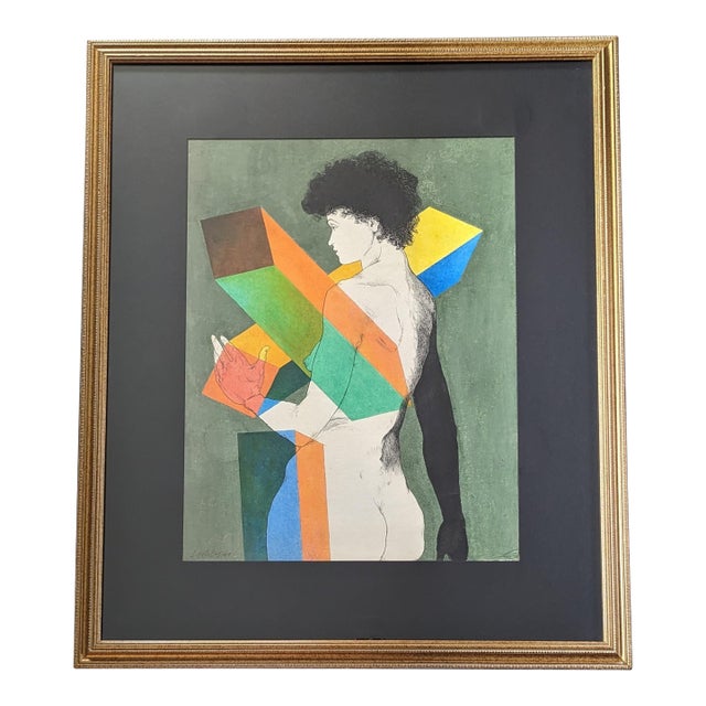 Rare Original Laszlo Matulay Painting "Geometric Nude" | Signed & Dated (1969) For Sale