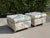 Late 20th Century Vintage Postmodern Upholstered Cube Ottomans on Brass Casters, a Pair For Sale - Image 5 of 12