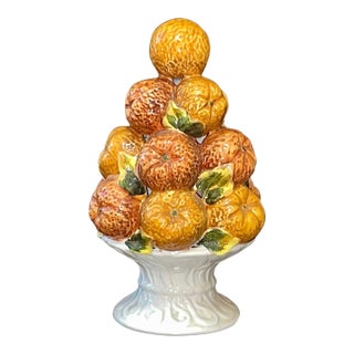 Mid-Century Italian Majolica Orange Topiary Centerpiece For Sale