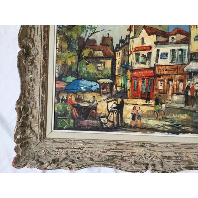 Paint Mid 20th Century "Montmartre Paris" Oil Painting by Adrian Beauval, Framed For Sale - Image 7 of 13
