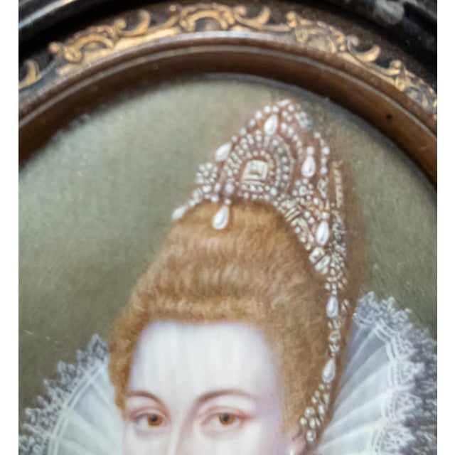 Early 19th Century 19th Century Miniature Water Portrait of Isabella Clara Eugenia After Frans Pourbus For Sale - Image 5 of 7