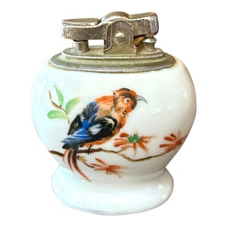 Vintage Hand-Painted Porcelain Cigarette Lighter For Sale