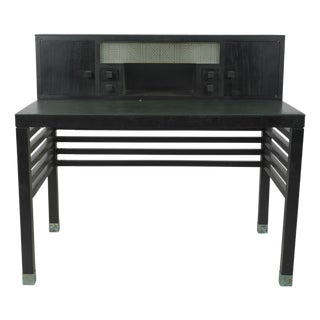 Steven Holl for Pace Collection “Illuminator” Desk With Green Leather & Etched Glass, 1980s For Sale