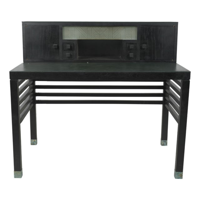Steven Holl for Pace Collection “Illuminator” Desk With Green Leather & Etched Glass, 1980s For Sale