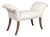 Mid 20th Century English Midcentury Petite Upholstered Bench with Saber Legs and Scrolled Arms For Sale