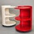 Set of 2 round 3-tier trolleys/nightstands, vintage 70s design. Structure in red and white lacquered wood. Excellent...