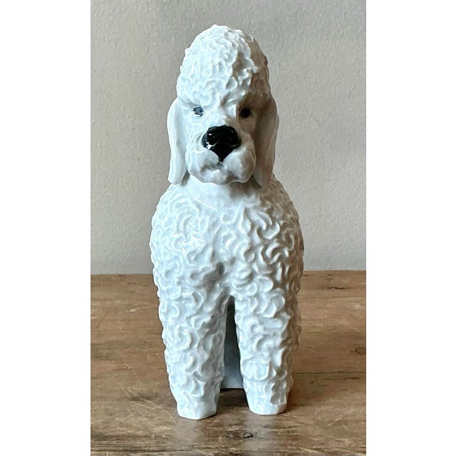 Ceramic Vintage Regency Glazed Ceramic Poodle For Sale - Image 7 of 7
