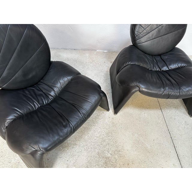Saporiti Italia Calypso C35 Leather Lounge Chairs by Vittorio Introini for Saporiti, Italy, 1980s, Set of 2 For Sale - Image 4 of 18