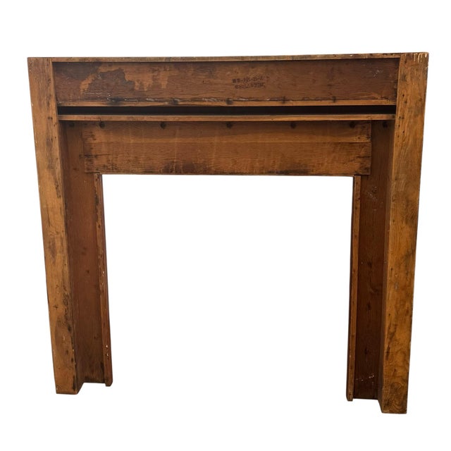Vintage Rustic Empire Style Solid Oak Fireplace Mantel For Sale - Image 9 of 10