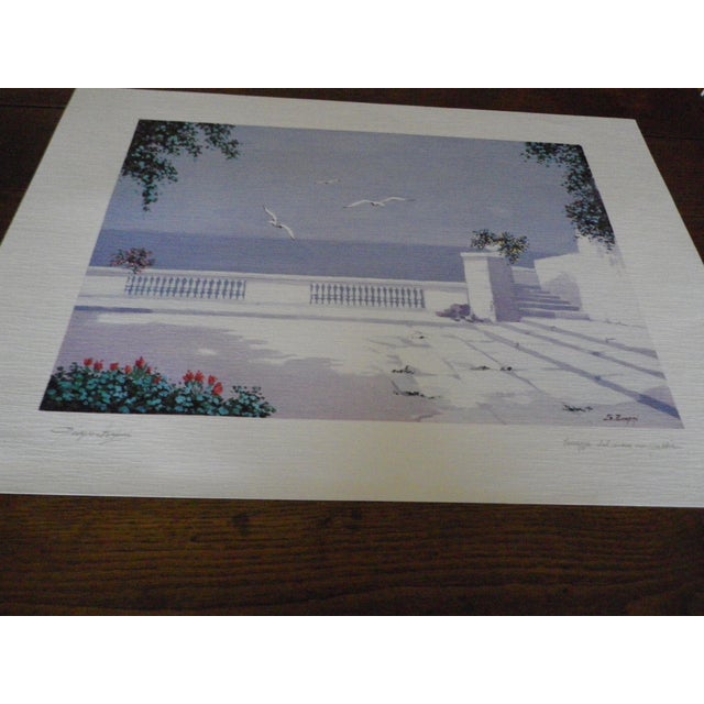 Contemporary Giorgio Zuppini, Terrzza Sul Mare Con Gabbiani (Land on the Sea with Seagulls), 1970s, Lithograph For Sale - Image 3 of 18