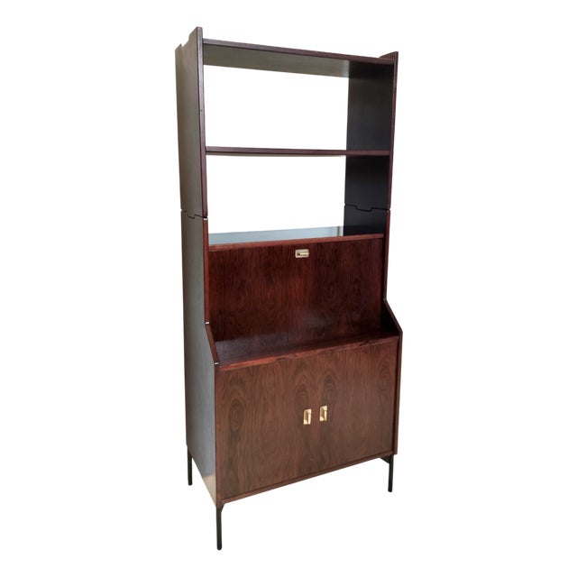 Vintage Walnut Secretaire with Bookshelf by Claudio Salocchi for Luigi Sormani, 1950s For Sale