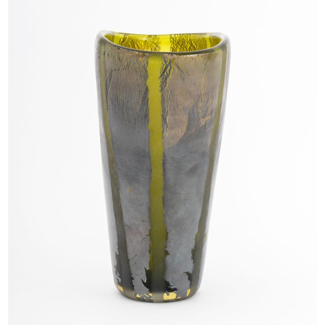 Glass Adam Aaronson Silver Striped Glass Vase, 2001 For Sale - Image 7 of 14