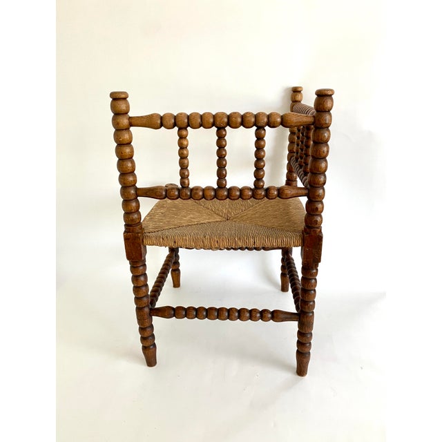 Early 20th Century Dutch Oak Corner Bobbin Chair For Sale - Image 5 of 7
