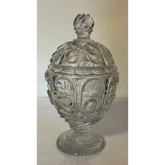 19th Century Antique 19th Century French Belle Epoque Cut Crystal Glass Urn and Cover For Sale - Image 5 of 12