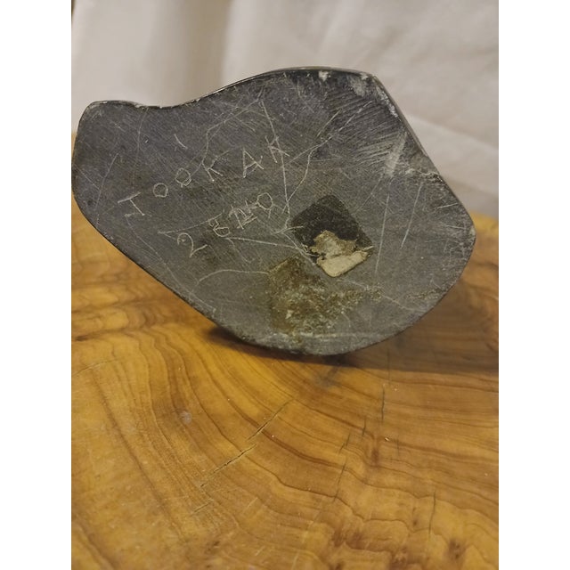 Artist Signed Vintage Inuit Soapstone Sculpture of a Hunter With Seal For Sale In Phoenix - Image 6 of 7