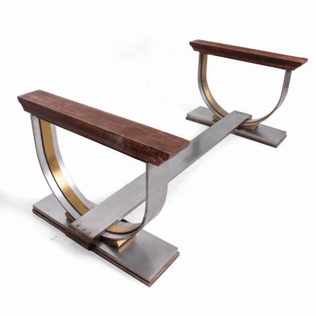 Wood 1960s Solid Steel Bronze Dining Table Base Arturo Pani Mexico For Sale - Image 7 of 8