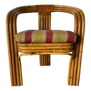 Vintage Coastal Bent Bamboo Lounge Chair For Sale