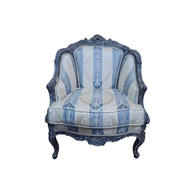 1920s Louis XVI Blue Bergere Armchair, 1920s For Sale - Image 5 of 5
