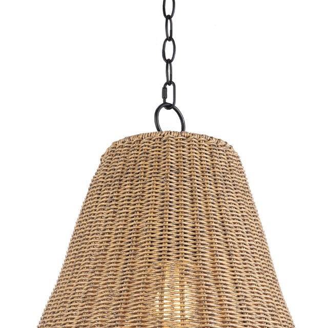 Regina Andrew Summer Scalloped Rattan Outdoor Pendant, Large For Sale - Image 4 of 8